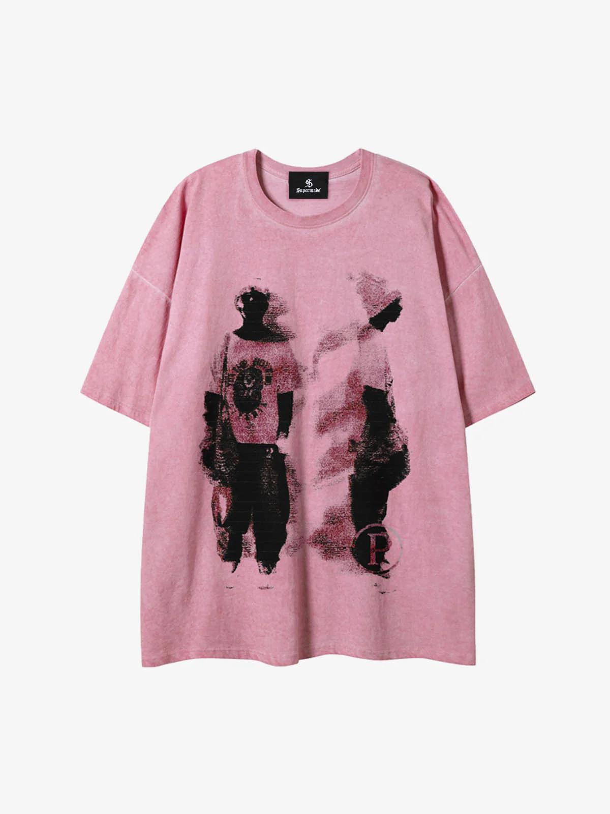 Acid Wash Figure Graphic Oversized T-Shirt - Image 3