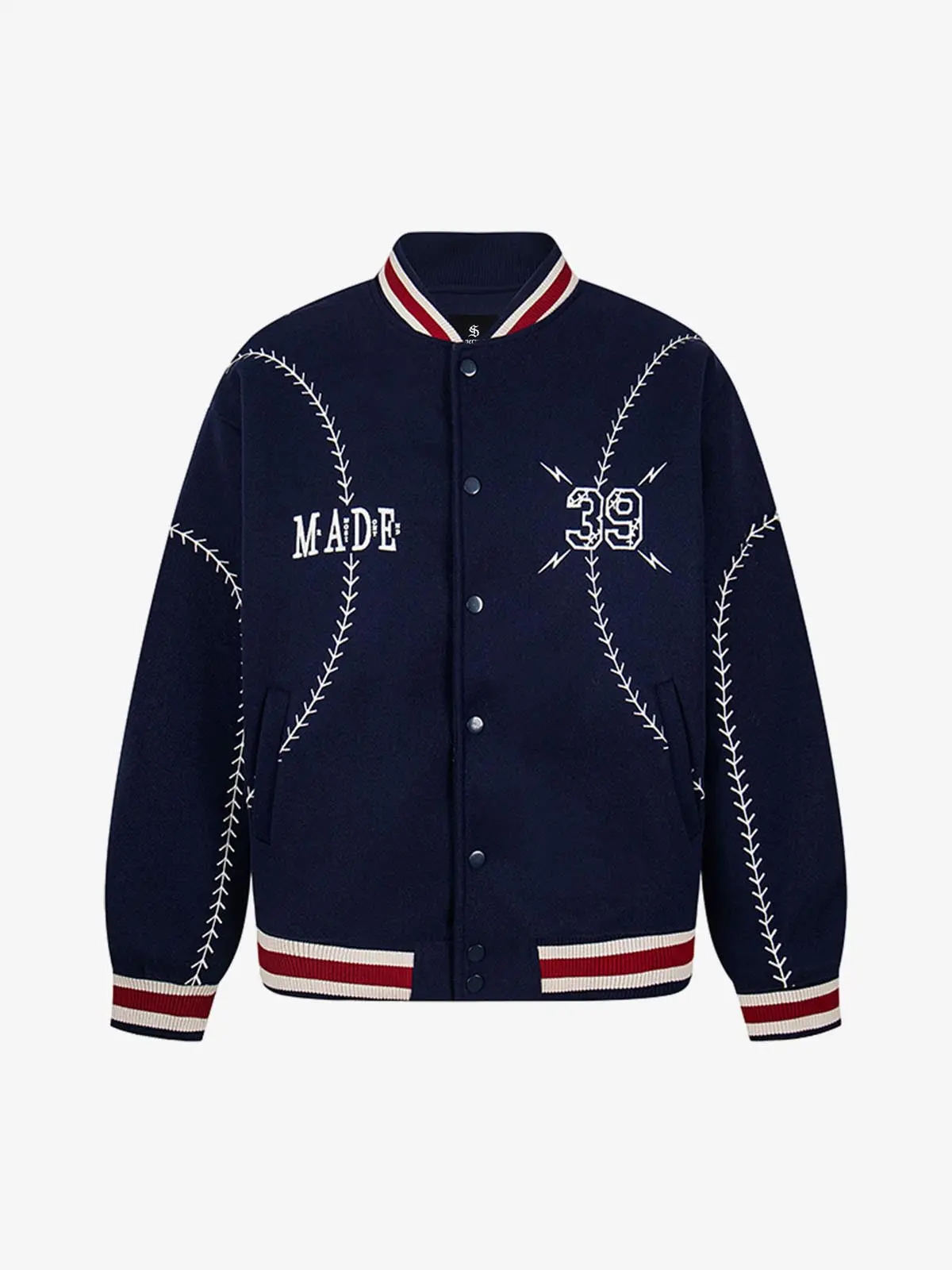 Baseball Stitch Embroidered Varsity Jacket - Image 8
