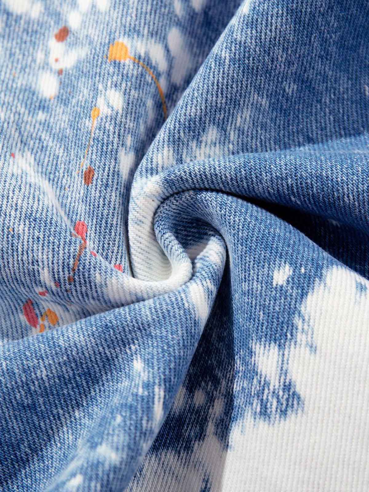 Bleached Paint Splatter Graphic Jeans - Image 9