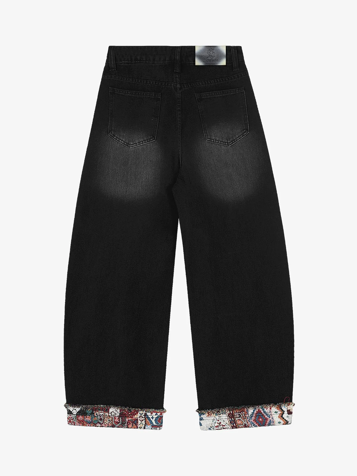 Boho Tapestry Patch Denim Jeans - Image 4