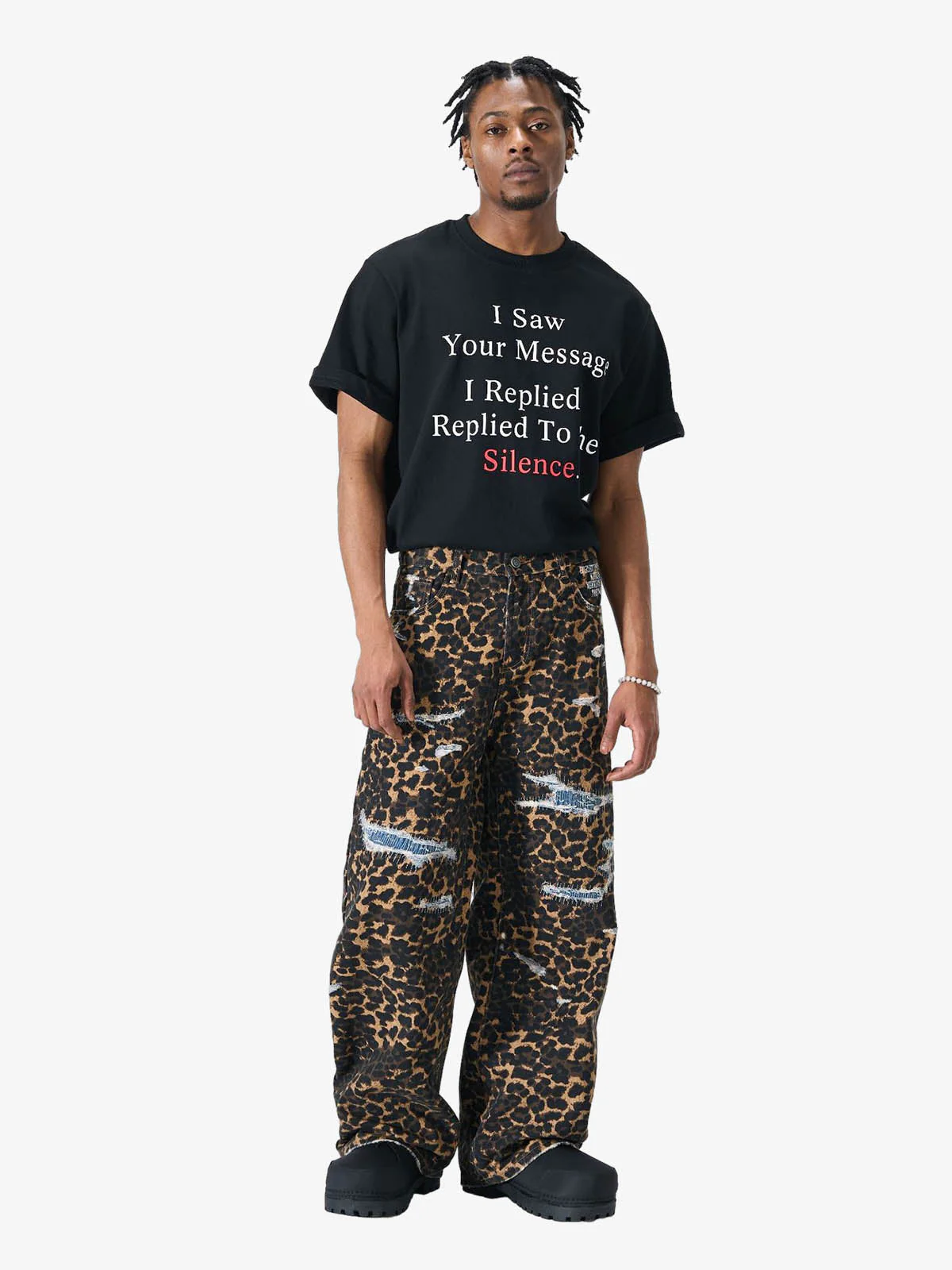Bold Leopard Print Distressed Wide-Leg Jeans - Image 2