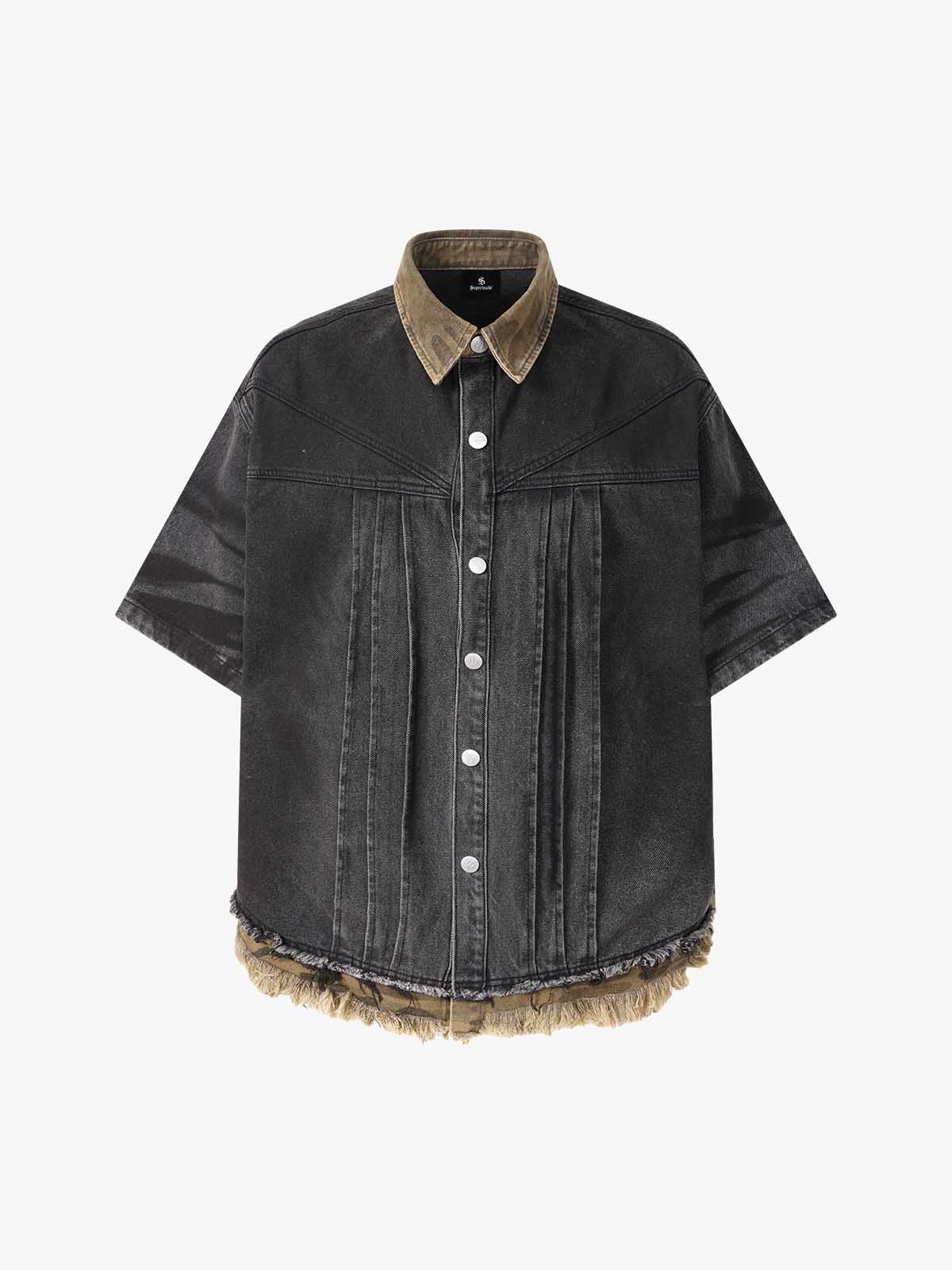 Camo-Trimmed Pleated Denim Utility Set - Image 20