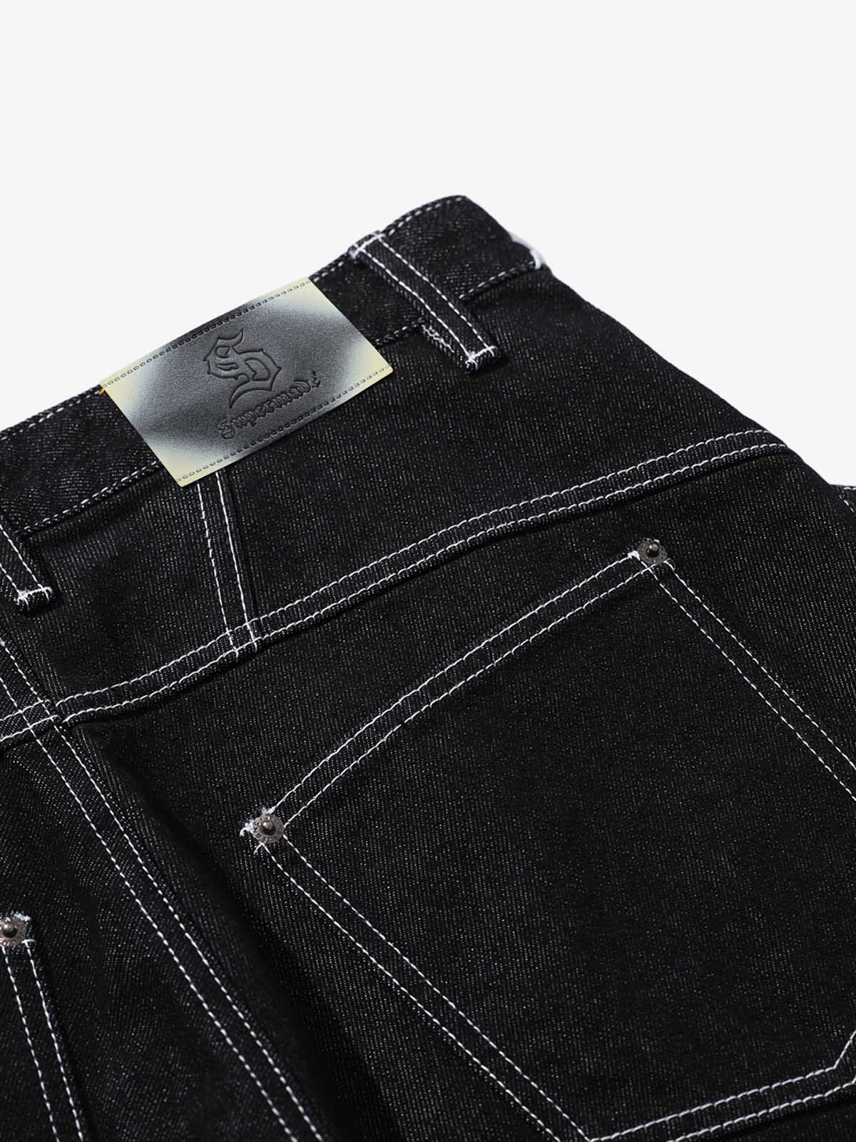 Contrast Stitching Deconstructed Denim Jorts - Image 5