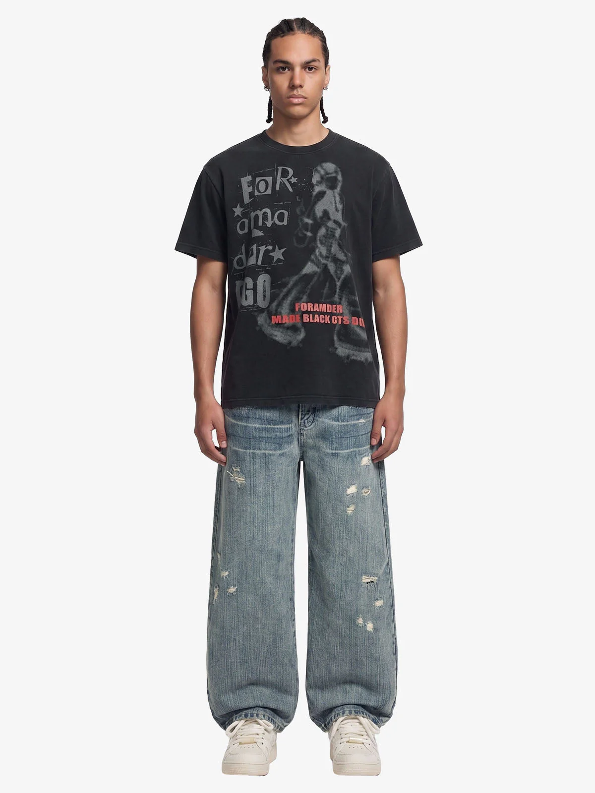 Cyber Portrait Graphic Oversized T-Shirt - Image 3