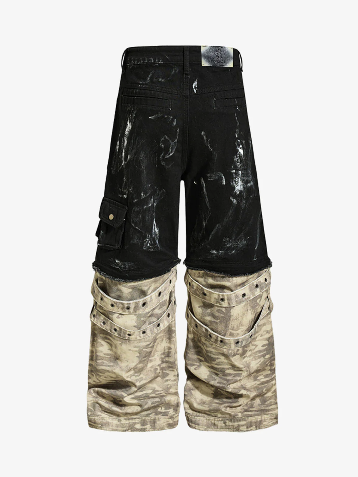 Deconstructed Layered Patchwork Cargo Pants - Image 2