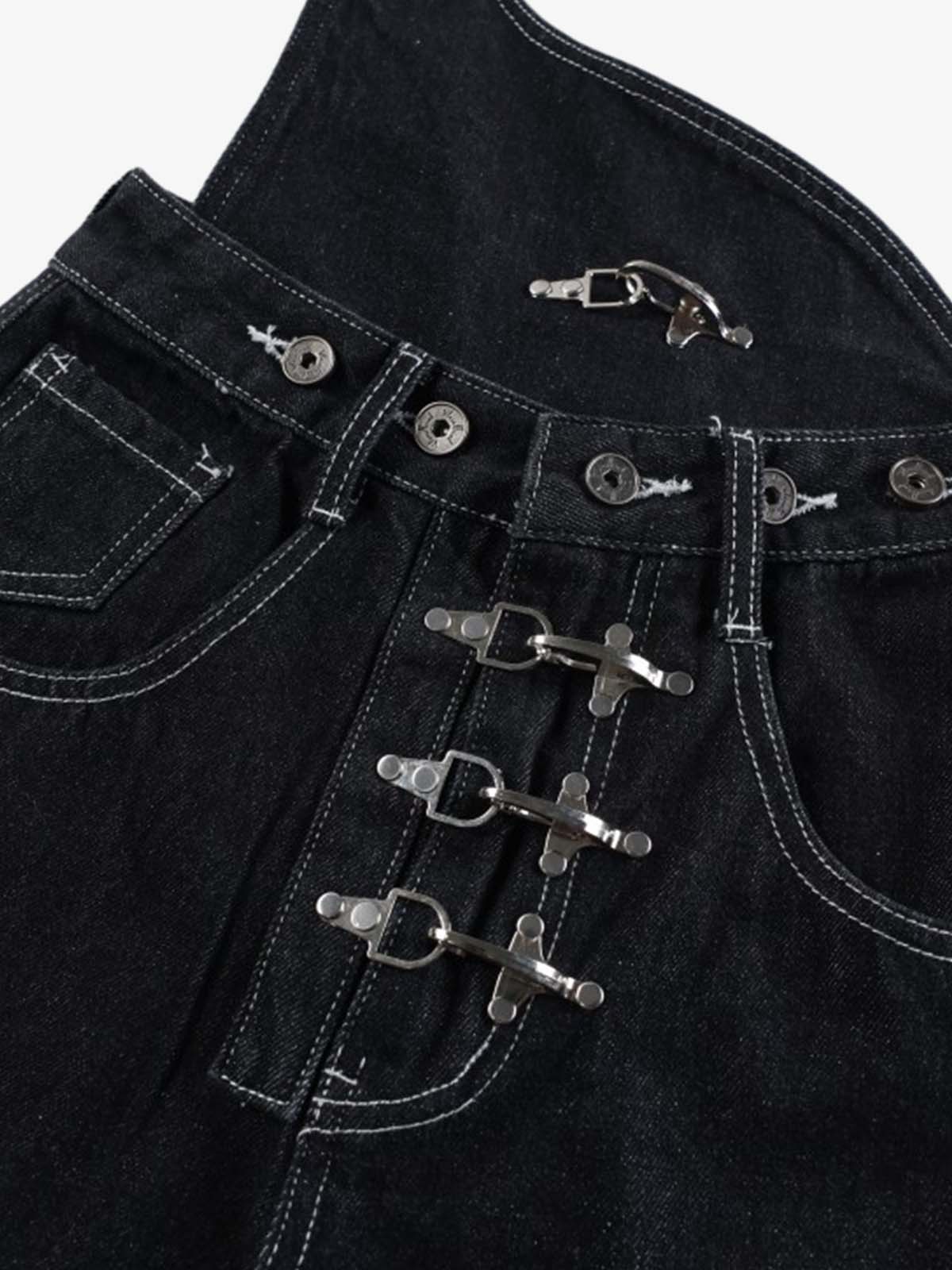 Detachable One-Shoulder Denim Overalls - Image 8
