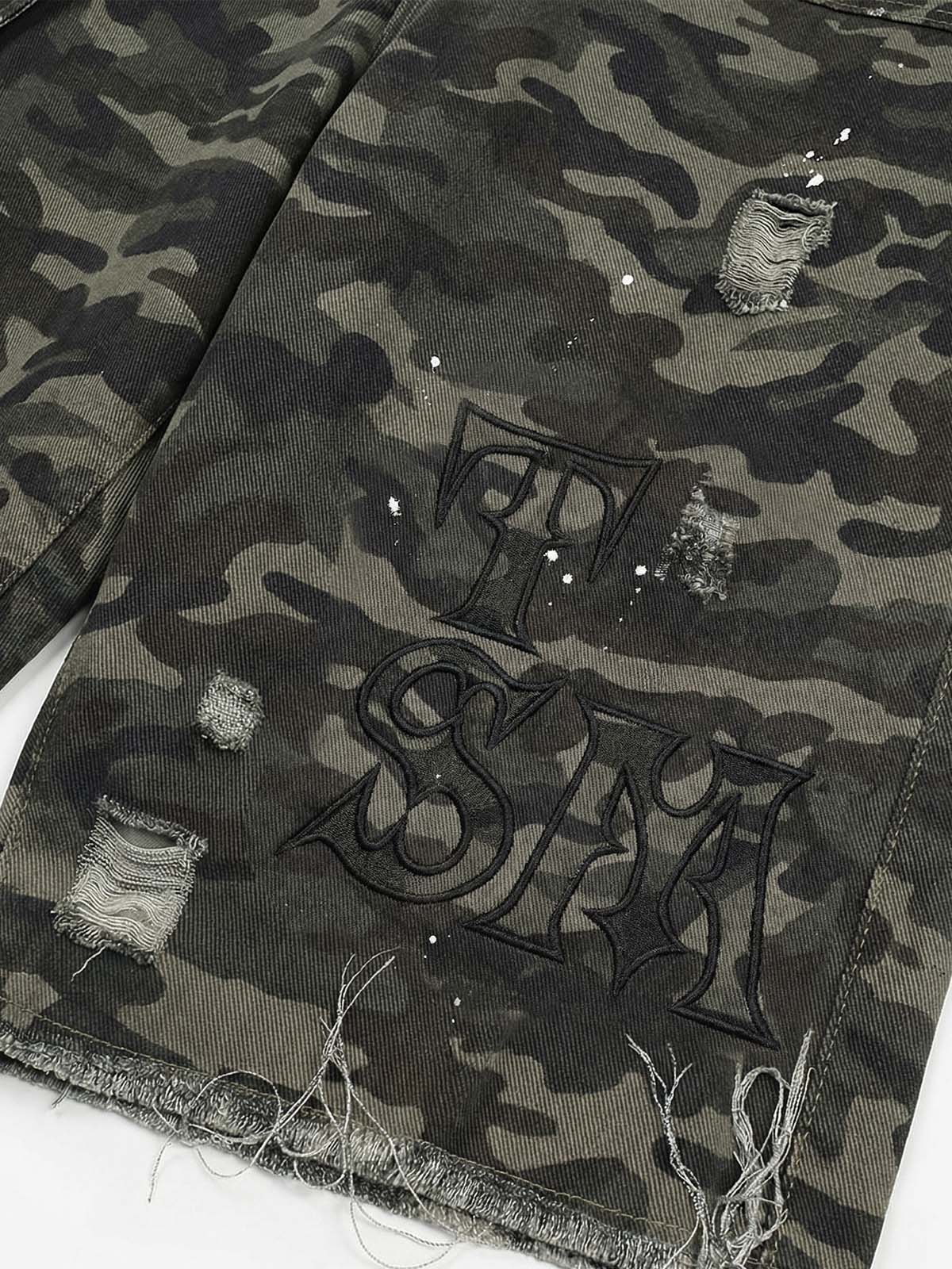 Distressed Camo Multi-Pocket Straight-Leg Jorts - 2611 - Image 10