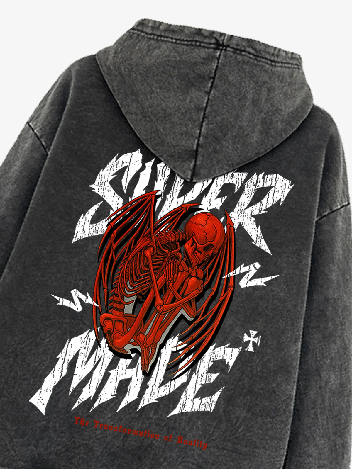 Distressed Graphic Bold Angel Wings Design Hoodie - Image 19