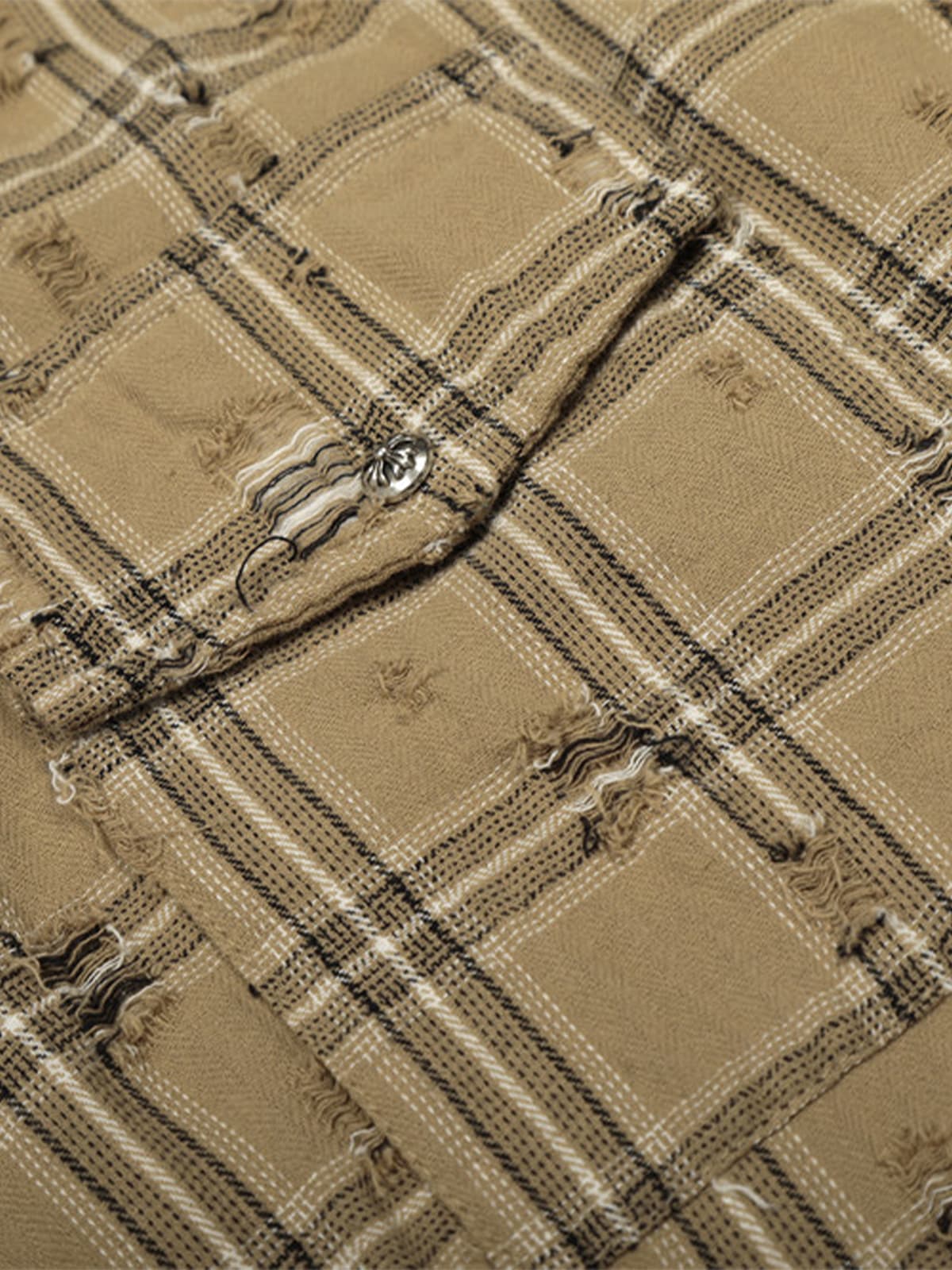 Distressed Raw Edge Plaid Shirt - Image 5