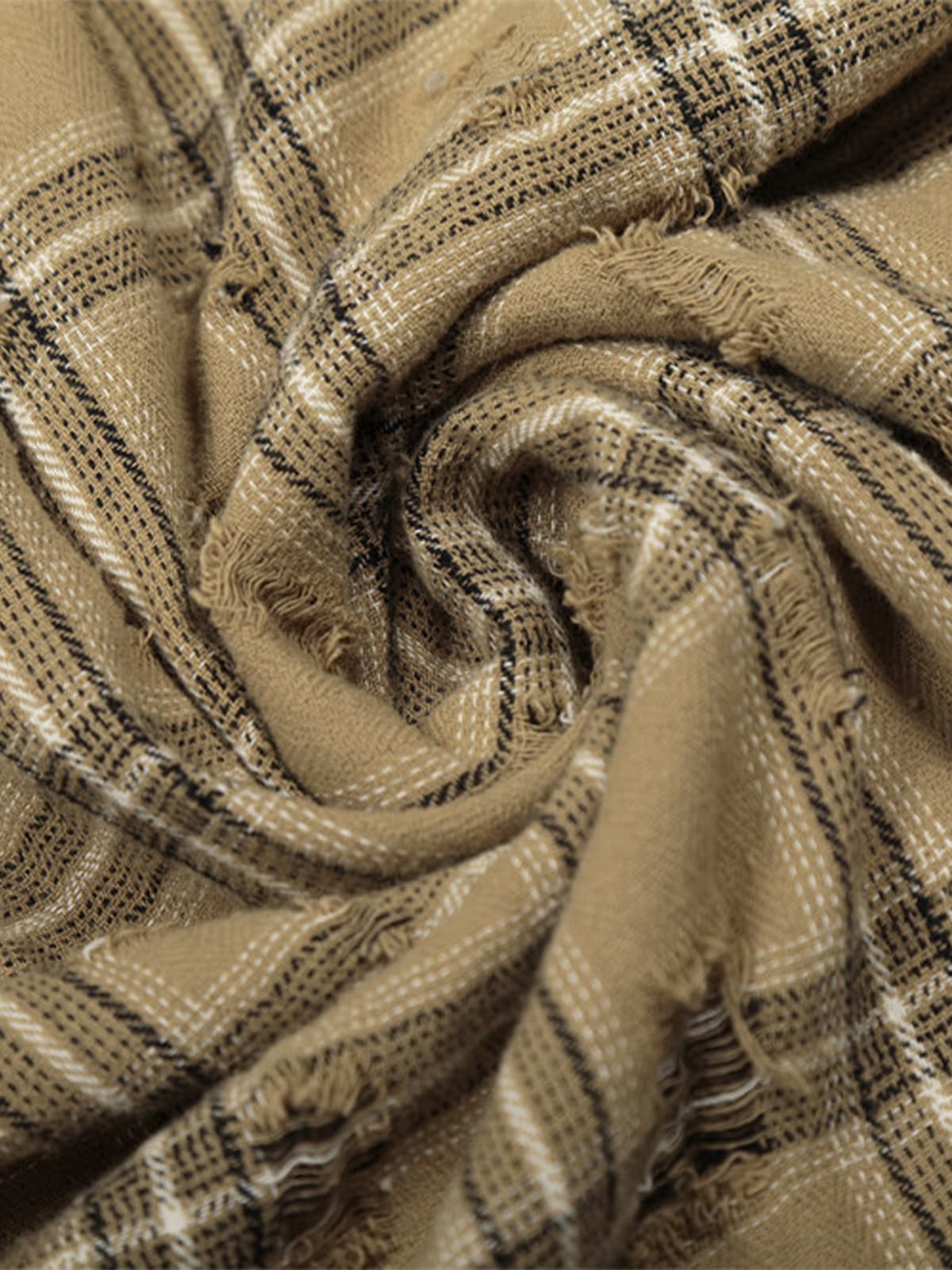 Distressed Raw Edge Plaid Shirt - Image 9