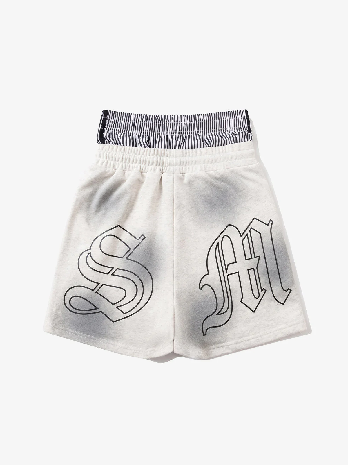 Double Waistband Barcode Graphic Shorts - Image 9