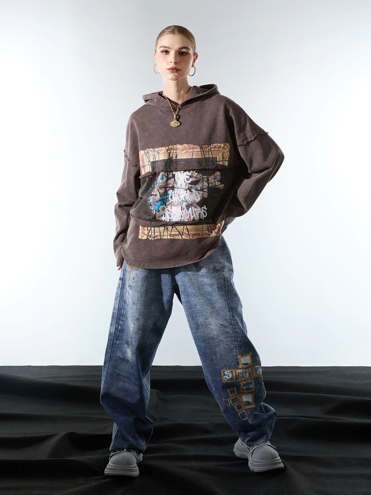 Frame Cross Print Denim Jeans - 2554 - Image 7
