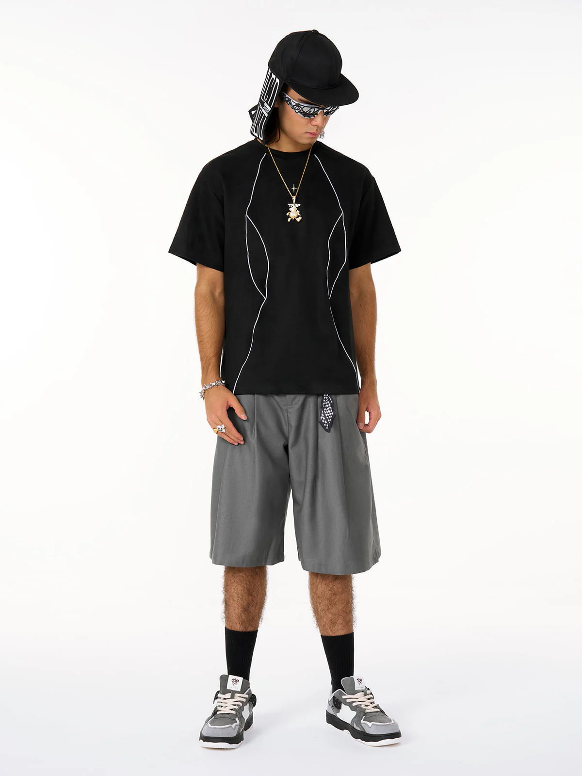 Functional Deconstructed Split Short-Sleeved T-Shirt - 2437 - Image 11