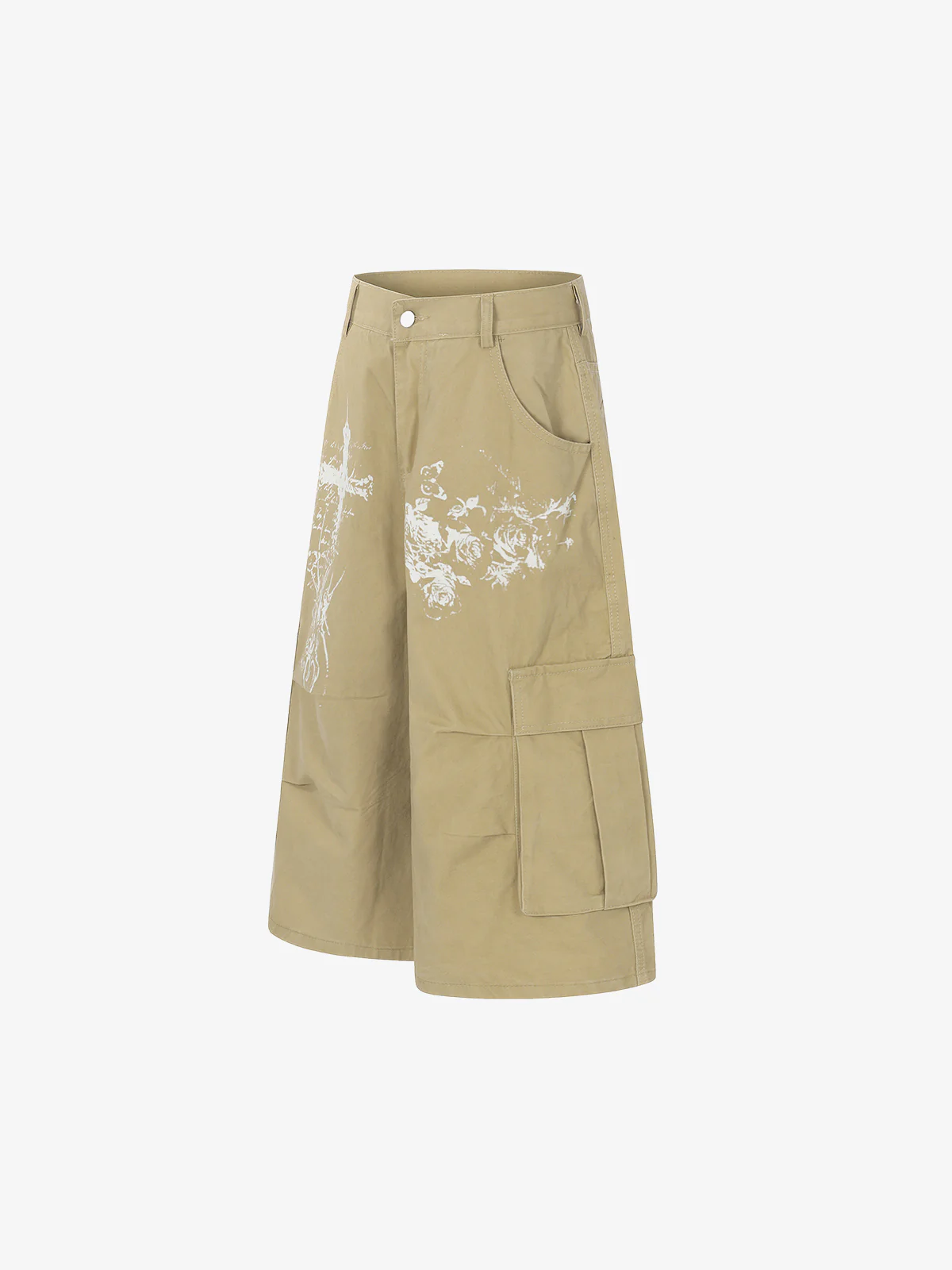 Gothic Cross Graphic Cargo Shorts - Image 4