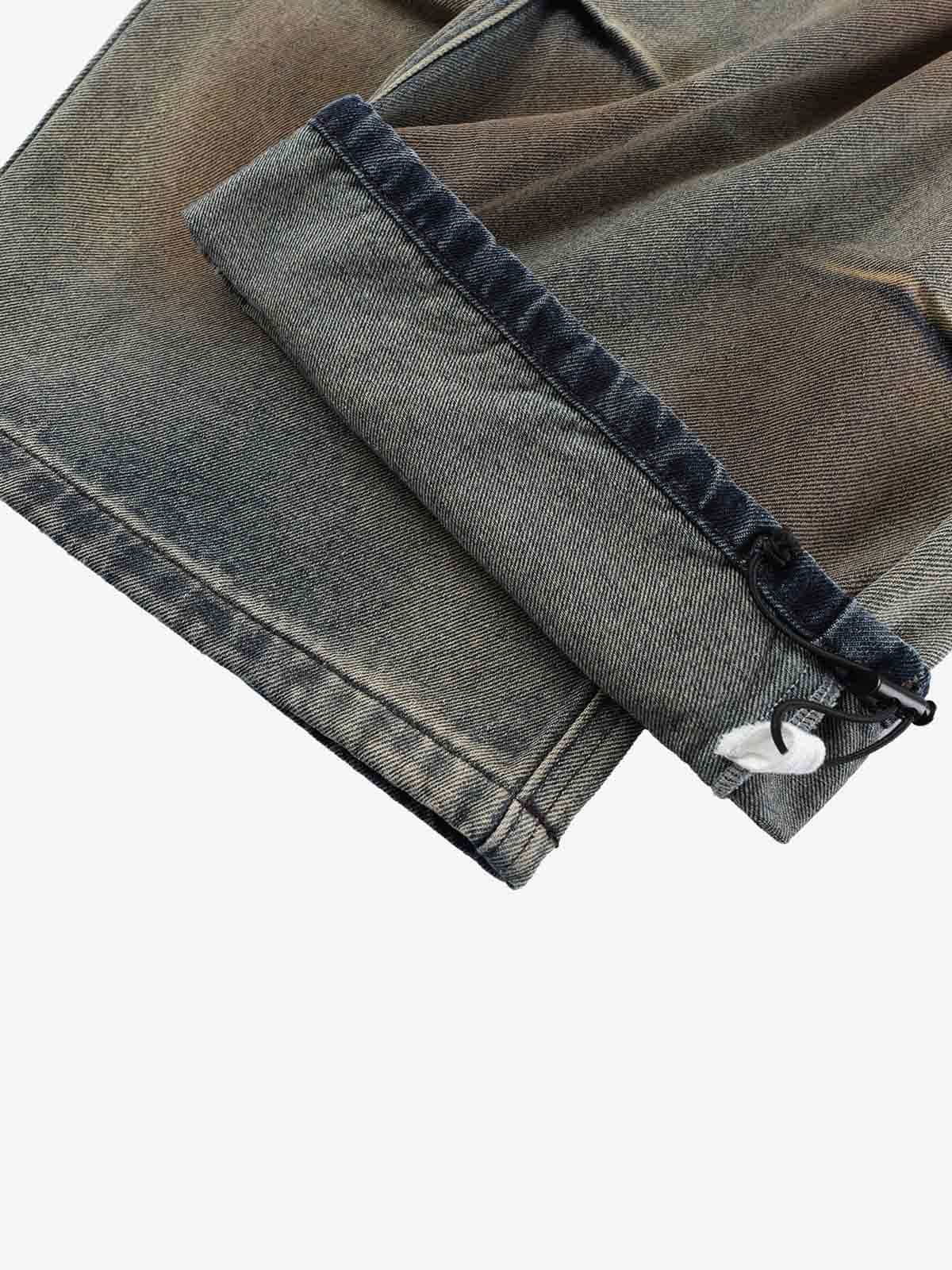 Gradient Sandwash Detachable Tie Baggy Jeans - Image 5