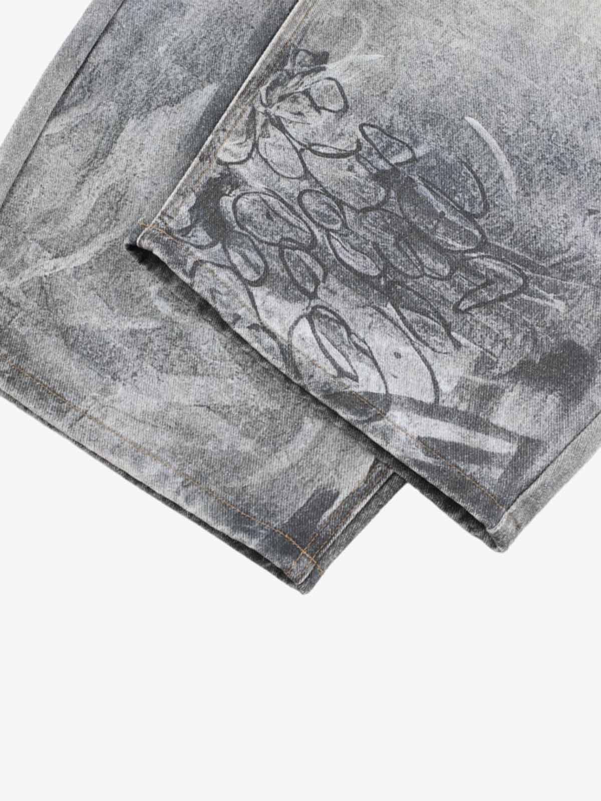 Hand Drawn Scribble Print Baggy Jeans - Image 7