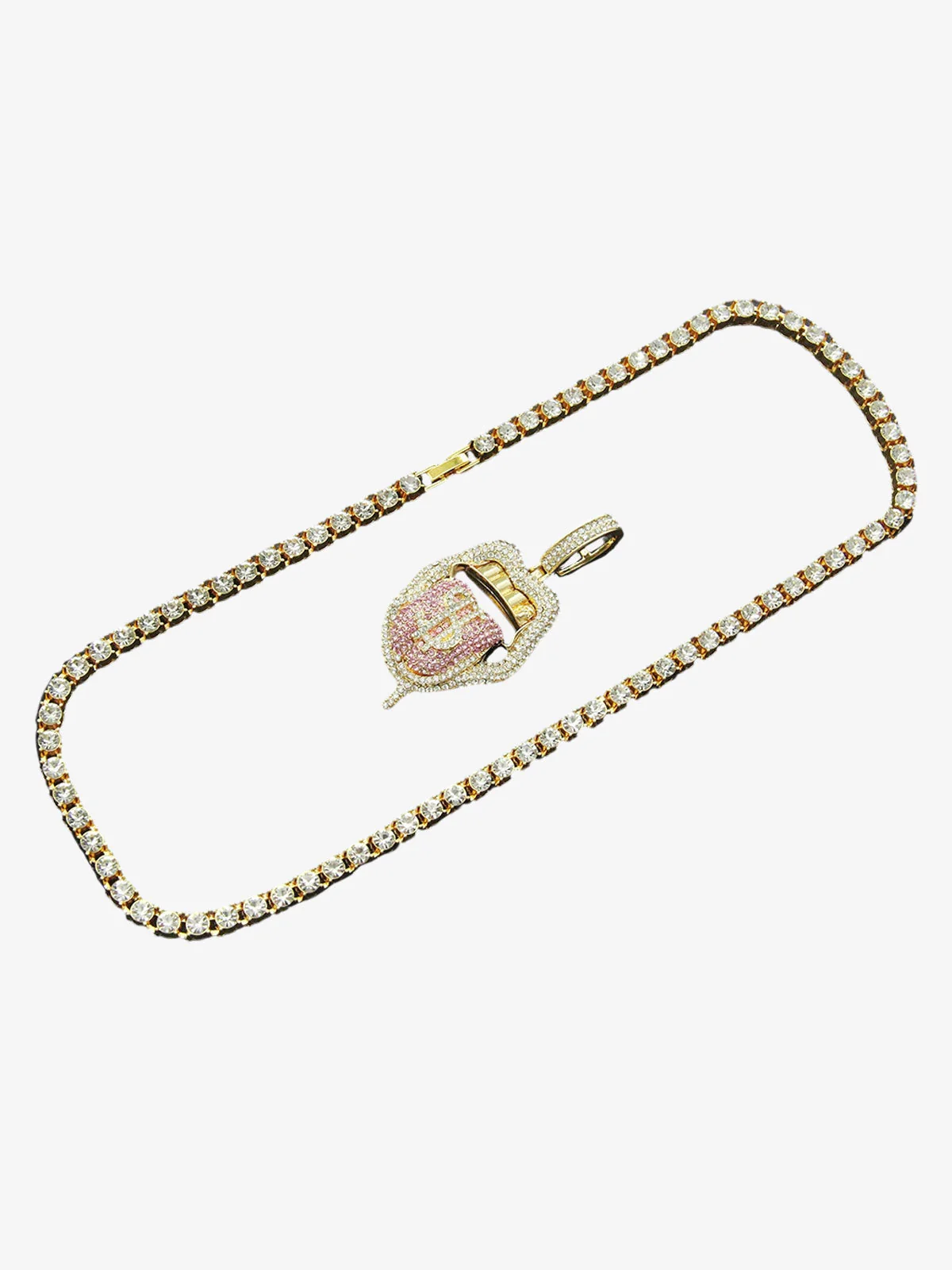 Iced Tongue Mouth Pendant Chain Necklace - Image 5
