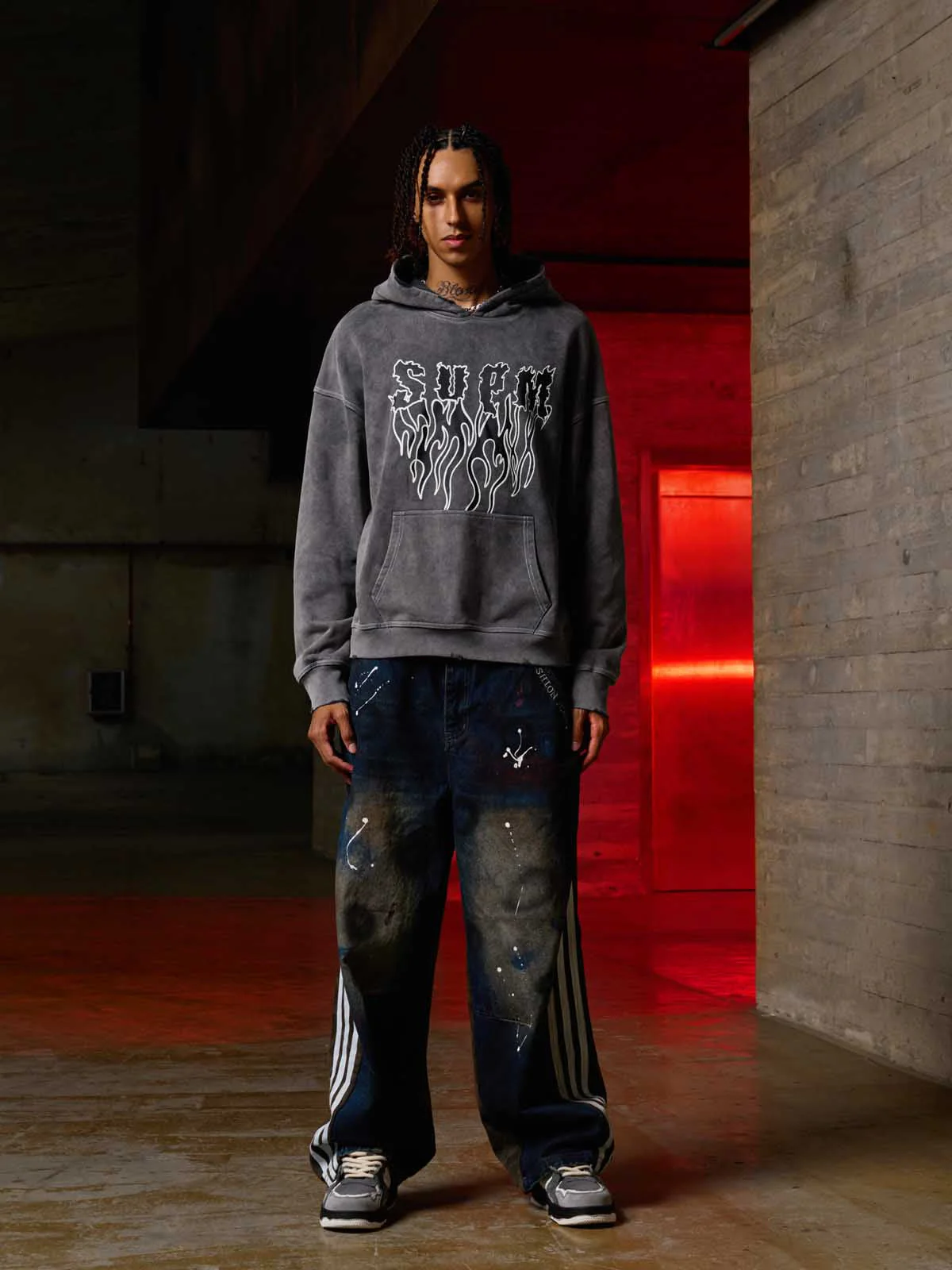 Original Distressed SPMD Graphic Cotton Hoodie - Image 4