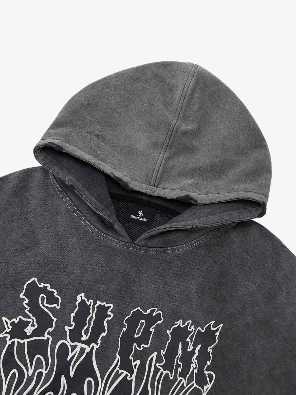 Original Distressed SPMD Graphic Cotton Hoodie - Image 9