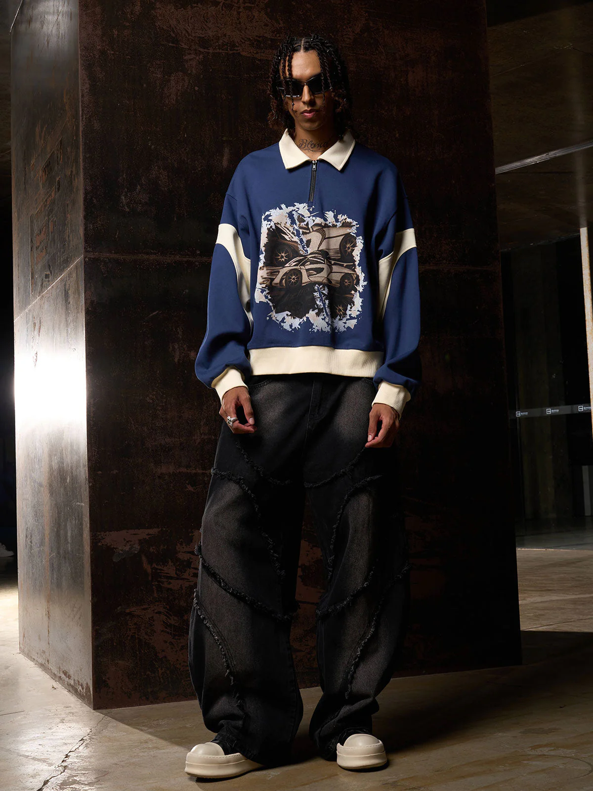 Original Racing Style Print Lapel Sweatshirt - Image 5