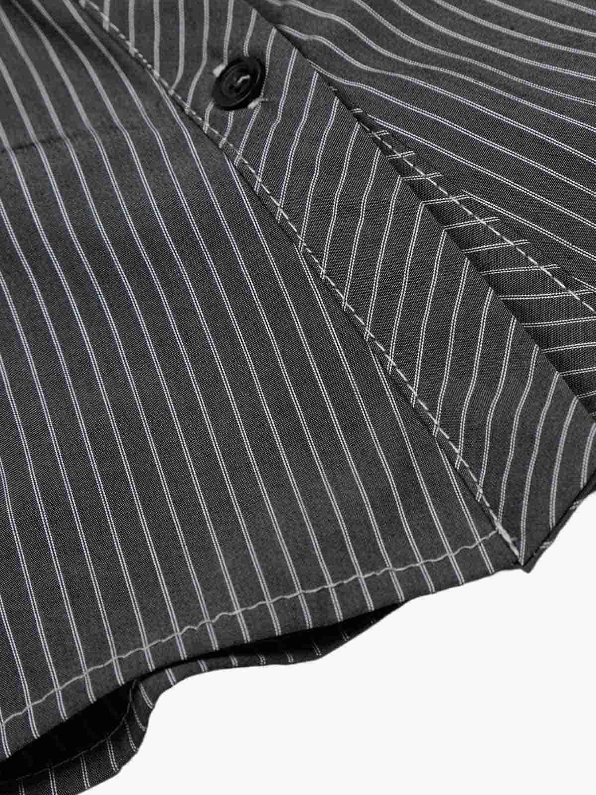 Pinstripe Slim Fit Ruched Waist Shirt - Image 11