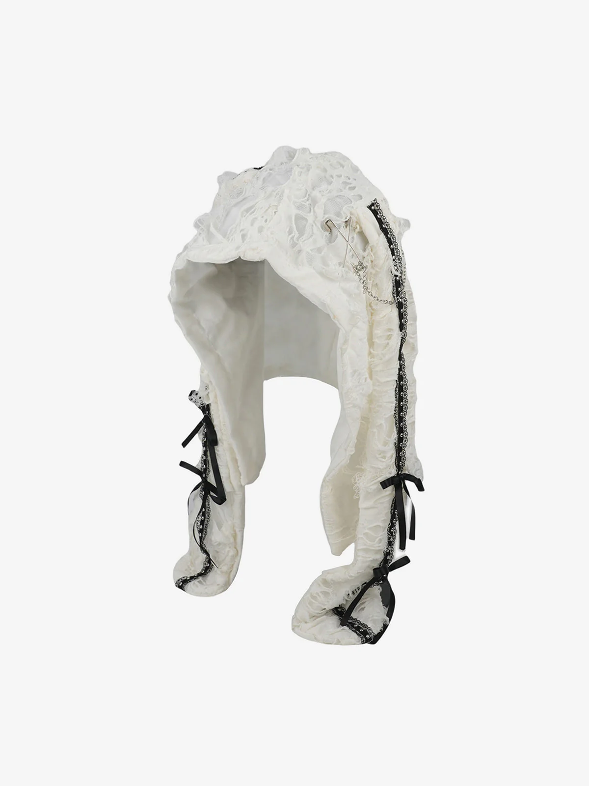 Punk Gothic Lace-Up Bow Earflap Trapper Hat - Image 2