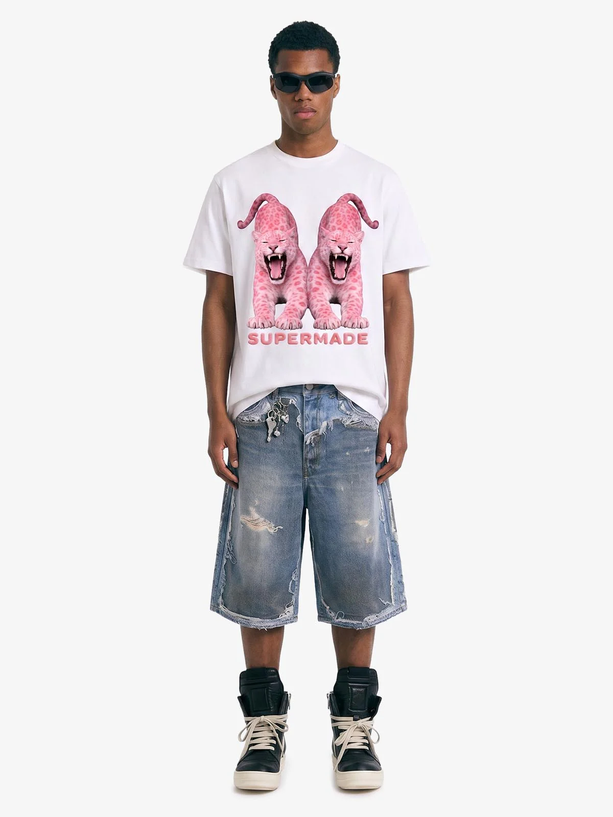 Retro Deconstructed Denim Shorts - Image 3