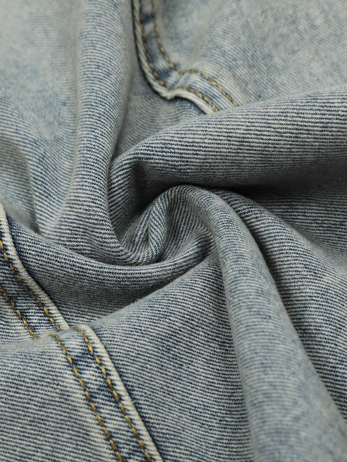 Denim Retro Belt Detail With Patchwork Barrel Jeans - 2490 - Image 12