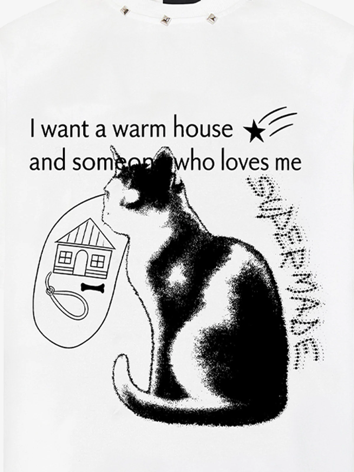 Studded Cat Graphic "Warm House" T-Shirt - Image 11