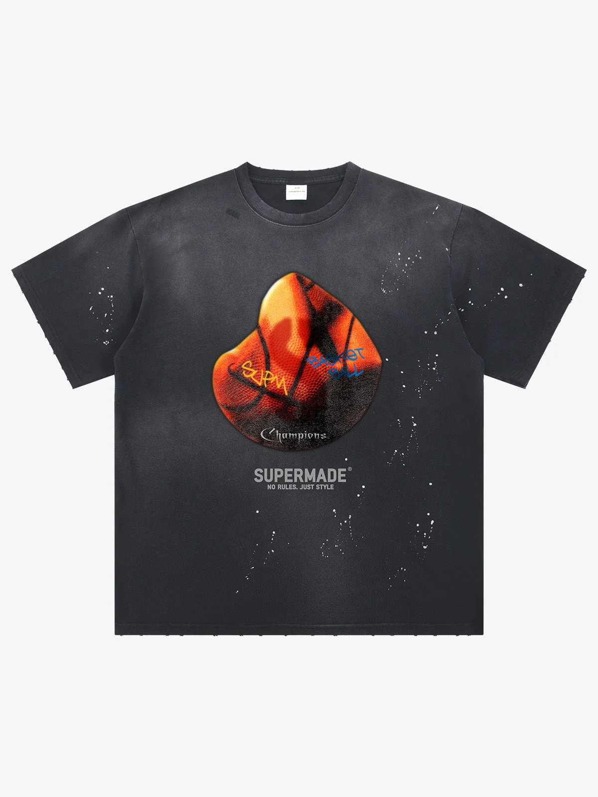 Supermade Abstract Basketball Texture Graphic T-Shirt - Image 2