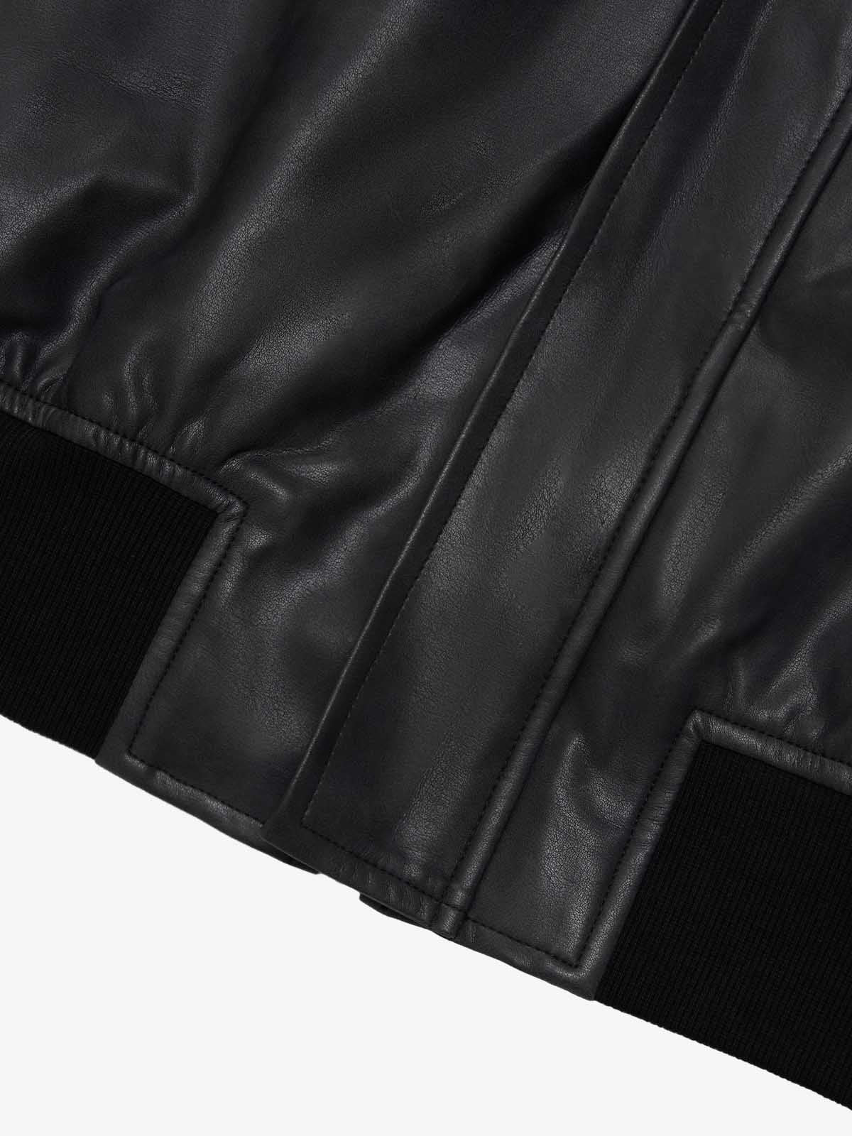 SUPM Fur Collar Rhinestone Pattern Leather Jacket - 2557 - Image 18