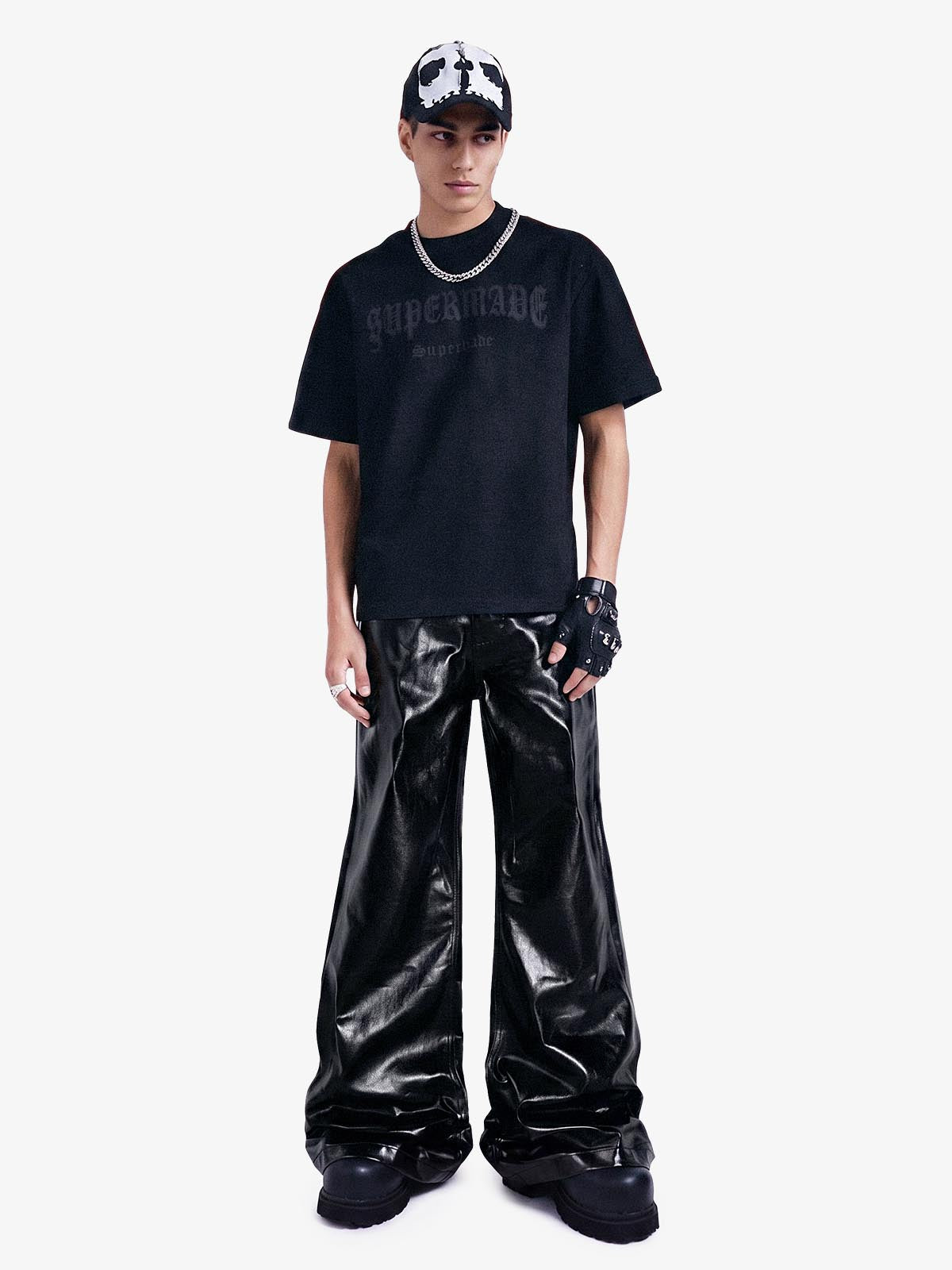 Thesupermade Glossy Patent Leather Flare Pants - 2396 - Image 3