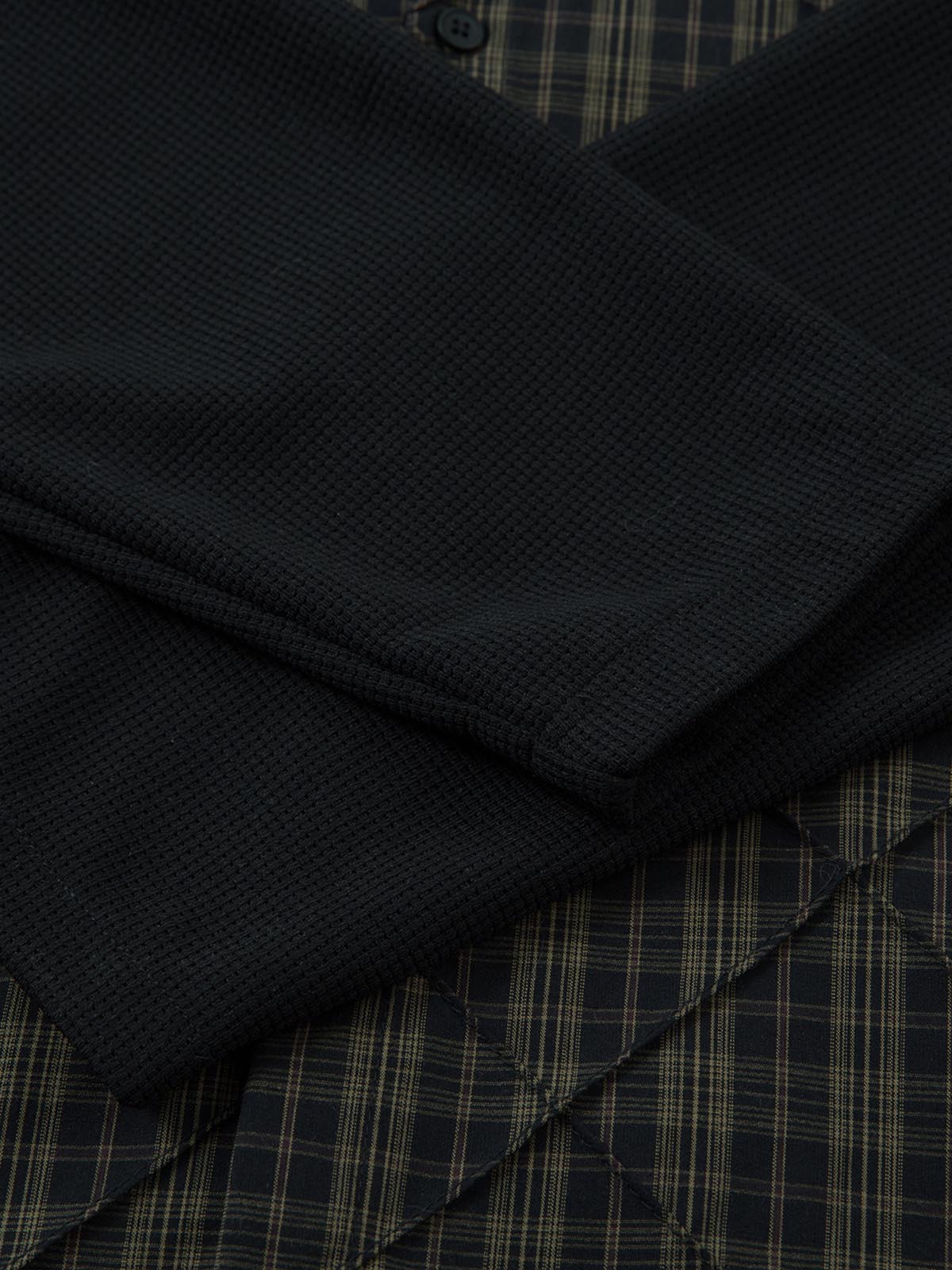 Heavy Plaid Pleated Striped Faux Two-Piece Polo Shirt - Image 10