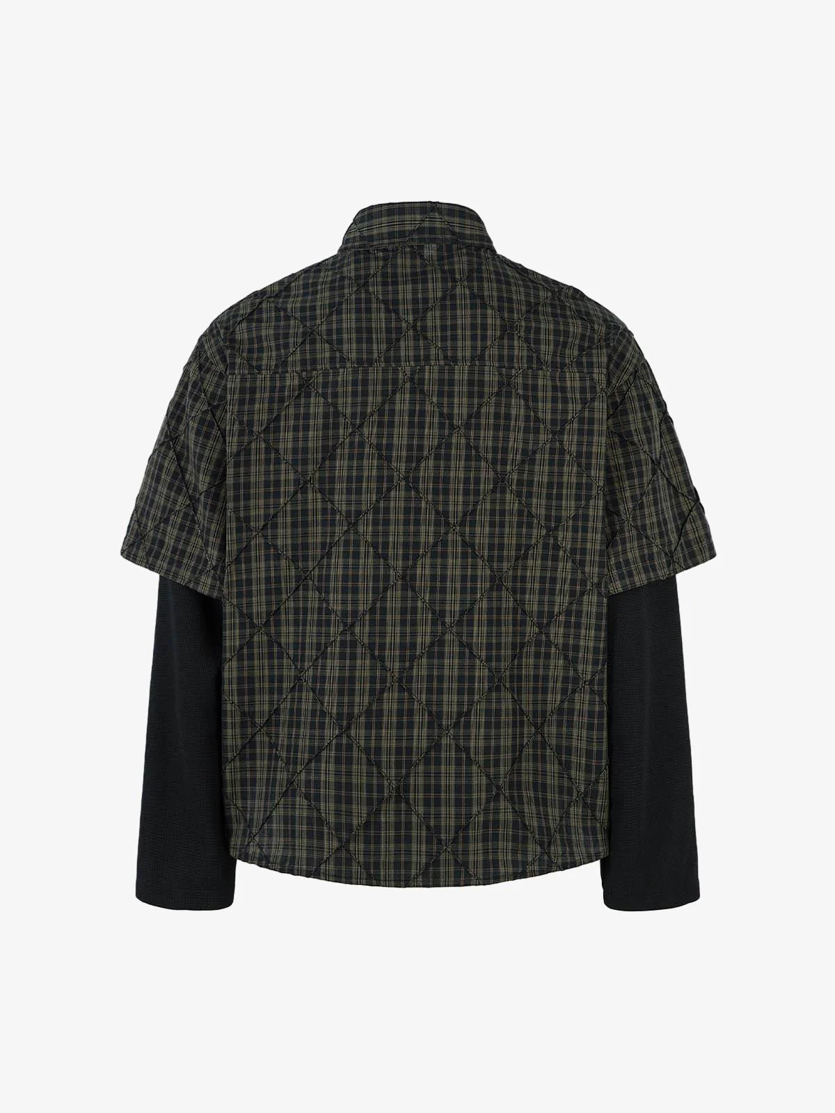 Heavy Plaid Pleated Striped Faux Two-Piece Polo Shirt - Image 6