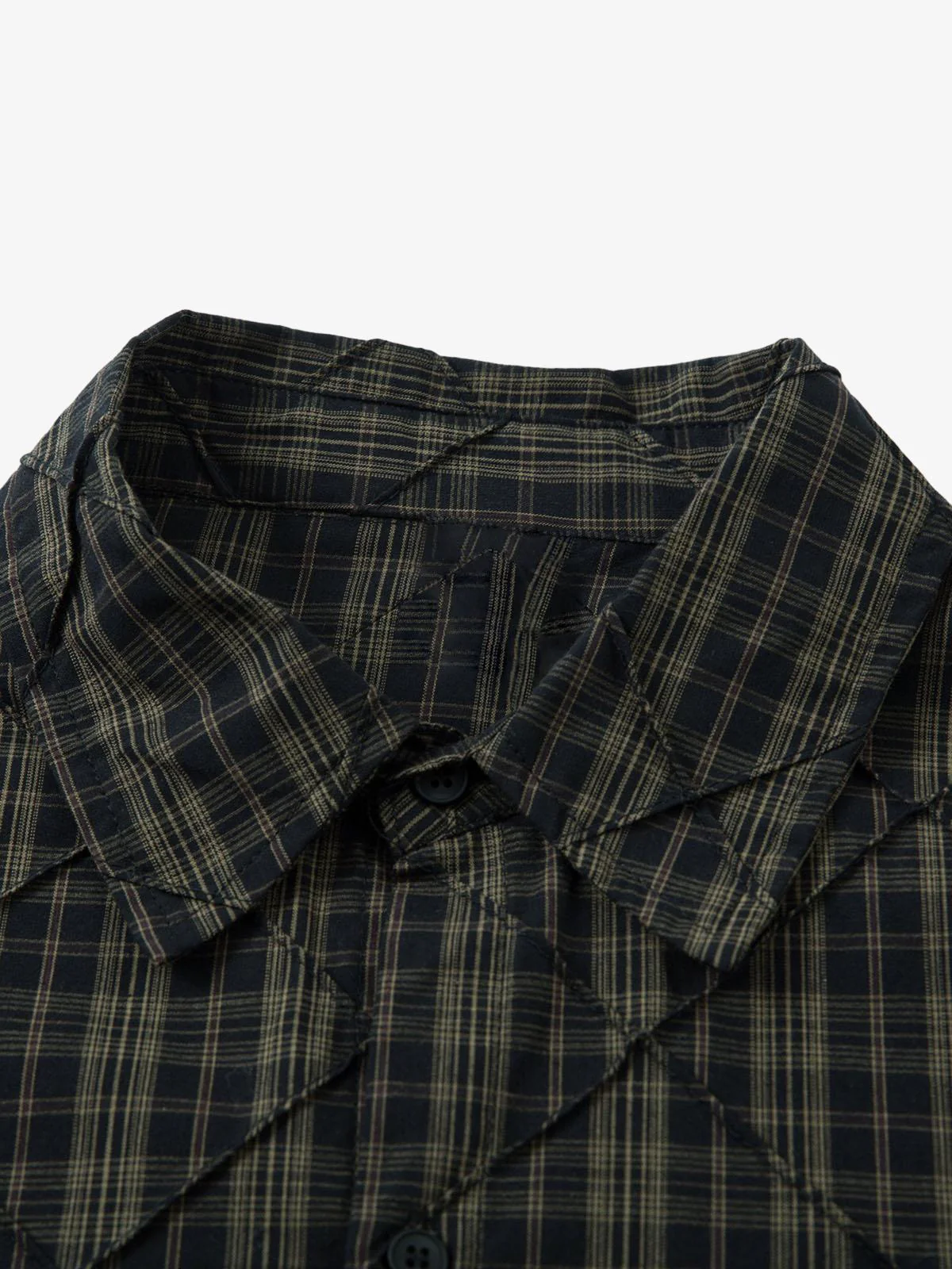 Heavy Plaid Pleated Striped Faux Two-Piece Polo Shirt - Image 8