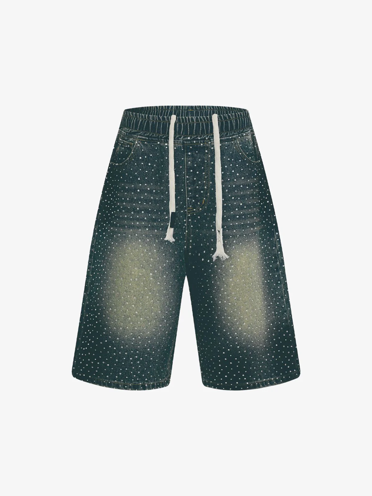 Heavy Diamond Drawstring Denim Jorts - Image 2