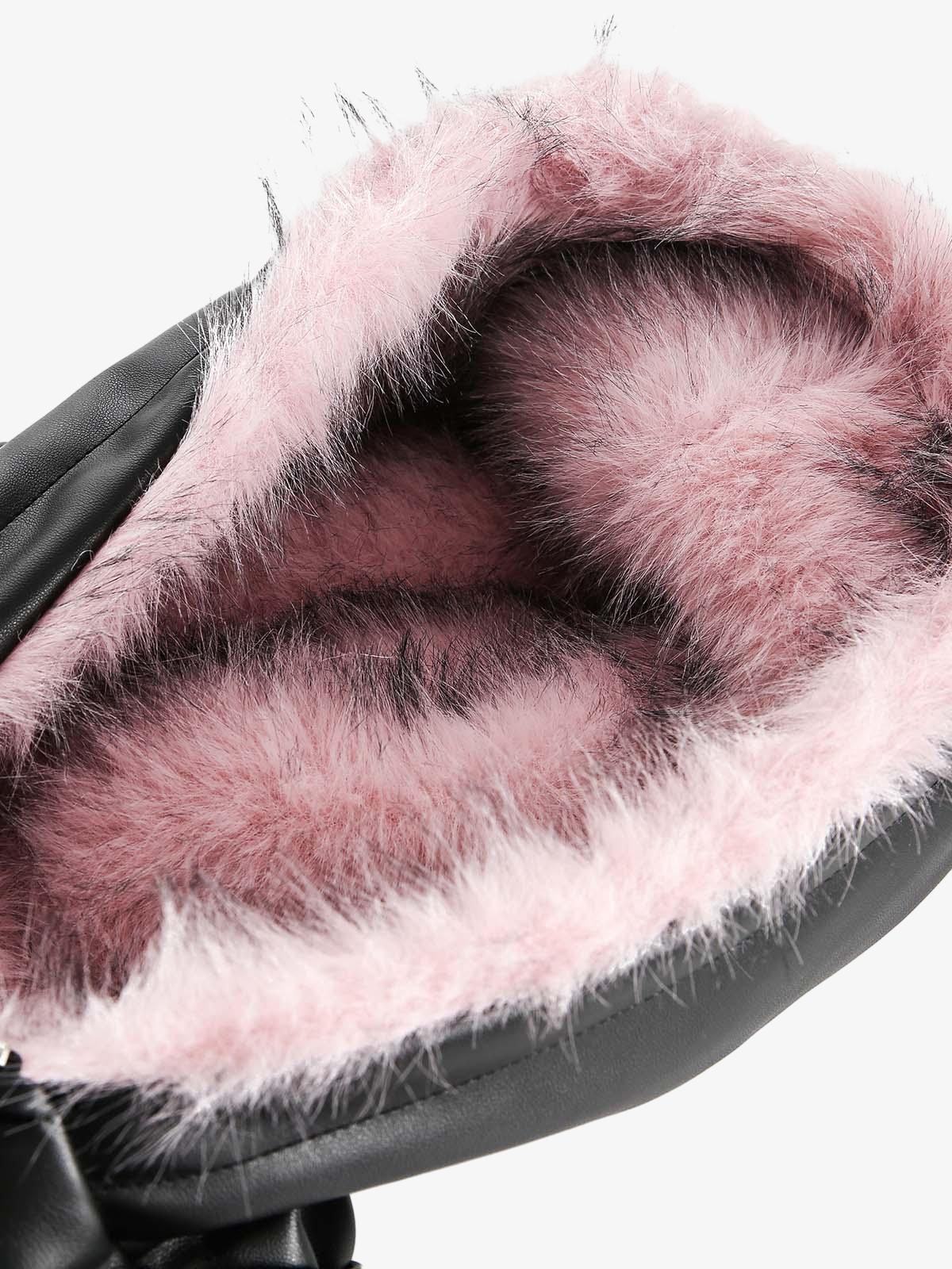 Leather Pink Fur Hooded Quilted Jacket - 2535 - Image 11