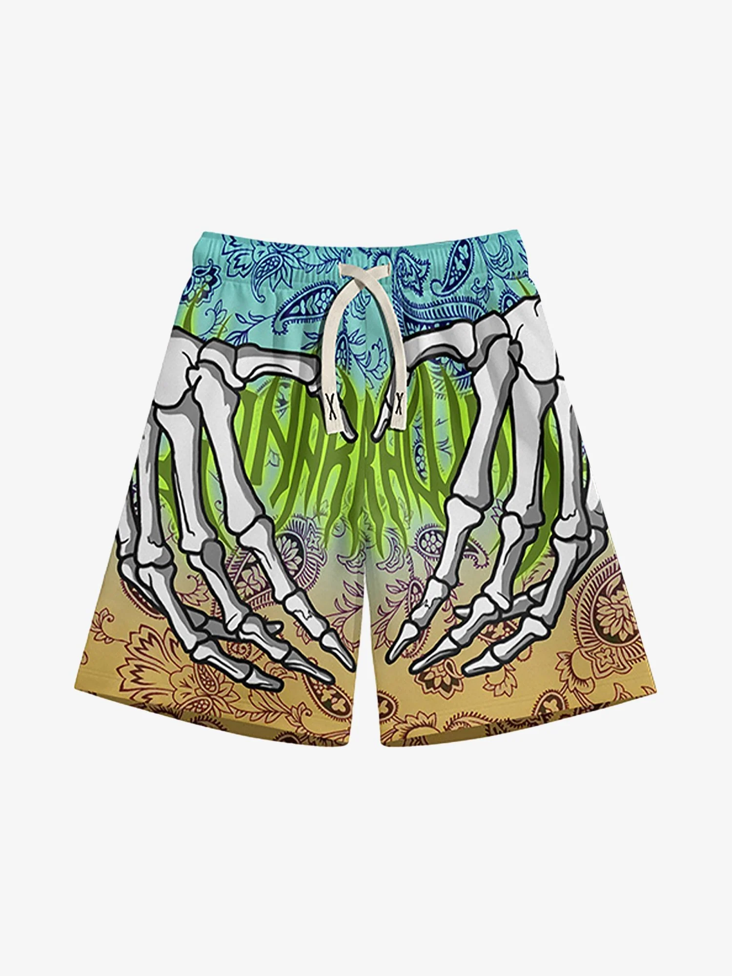 Thesupermade Skull Hand Print Hip-hop Shorts - Image 7