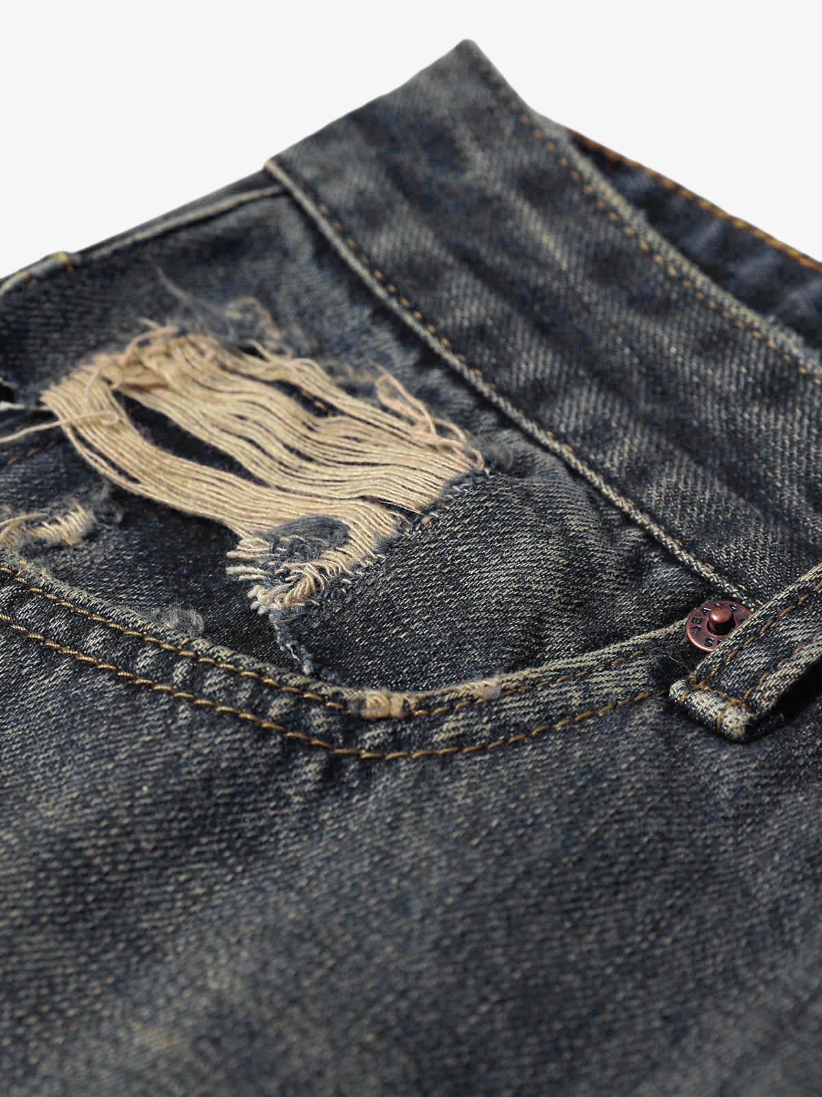 Washed Dirty-Dye Straight Jeans - 2352 - Image 5