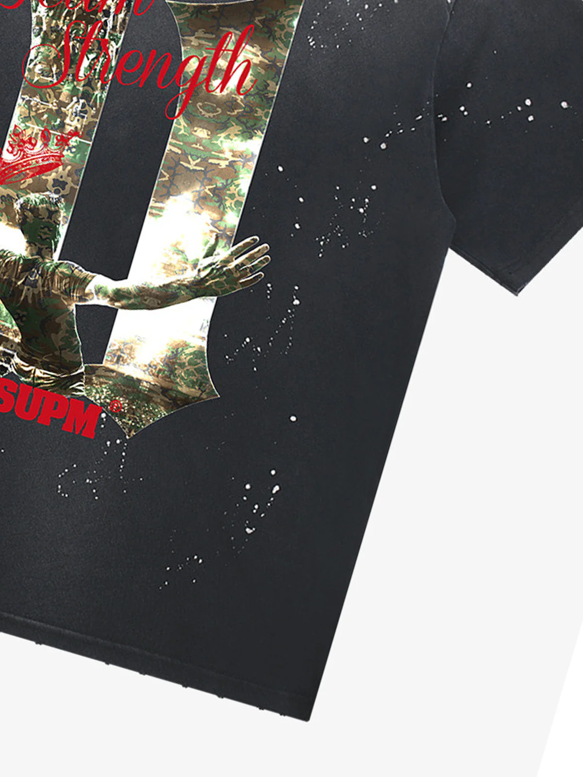 Washed Distressed "Team Strength 11" Graphic T-Shirt - Image 8