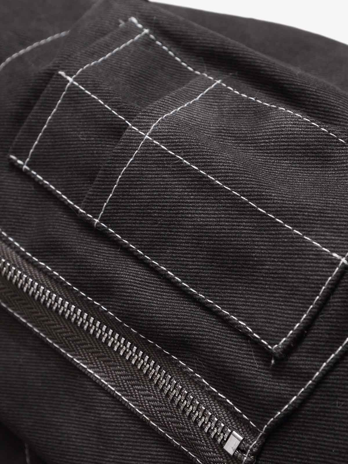 Washed Patchwork Contrast Bomber Jacket - Image 19