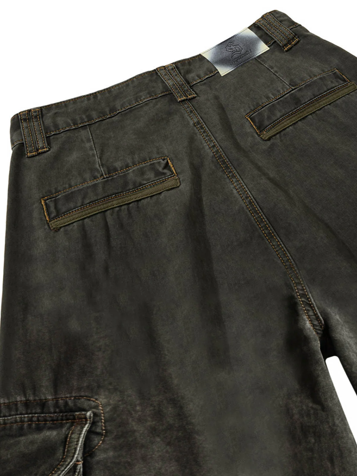 Washed Safety Pin Graphic Cargo Pants - Image 14