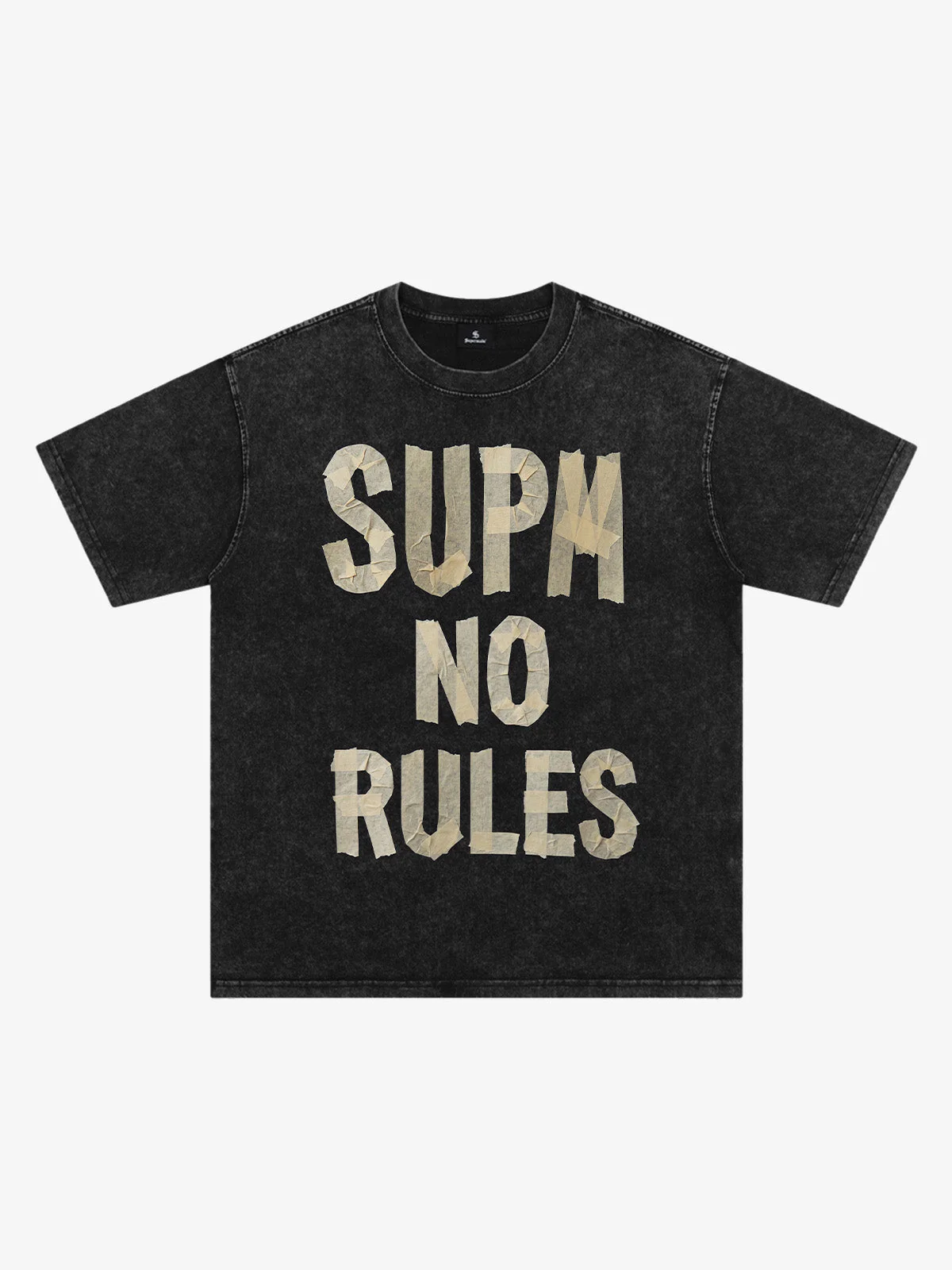 Washed Tape Collage “No Rules” T-Shirt - Image 3