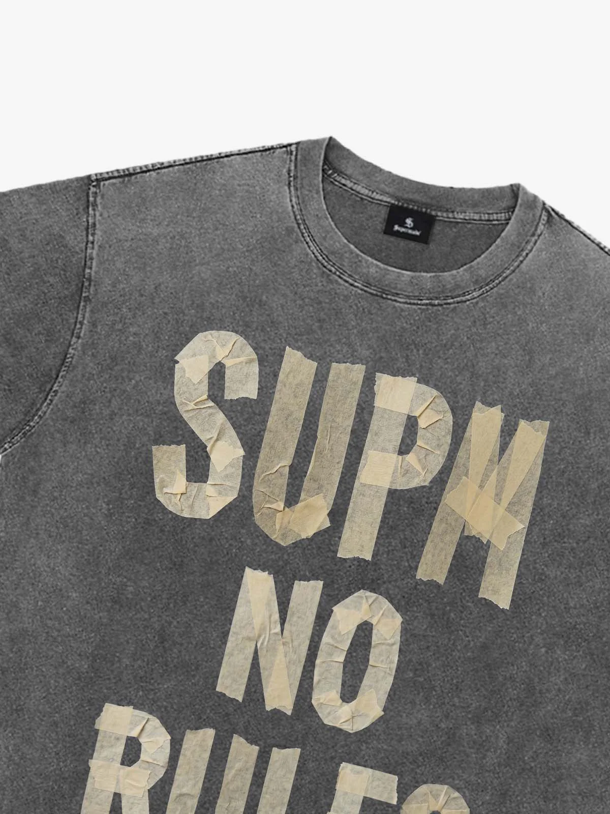 Washed Tape Collage “No Rules” T-Shirt - Image 9